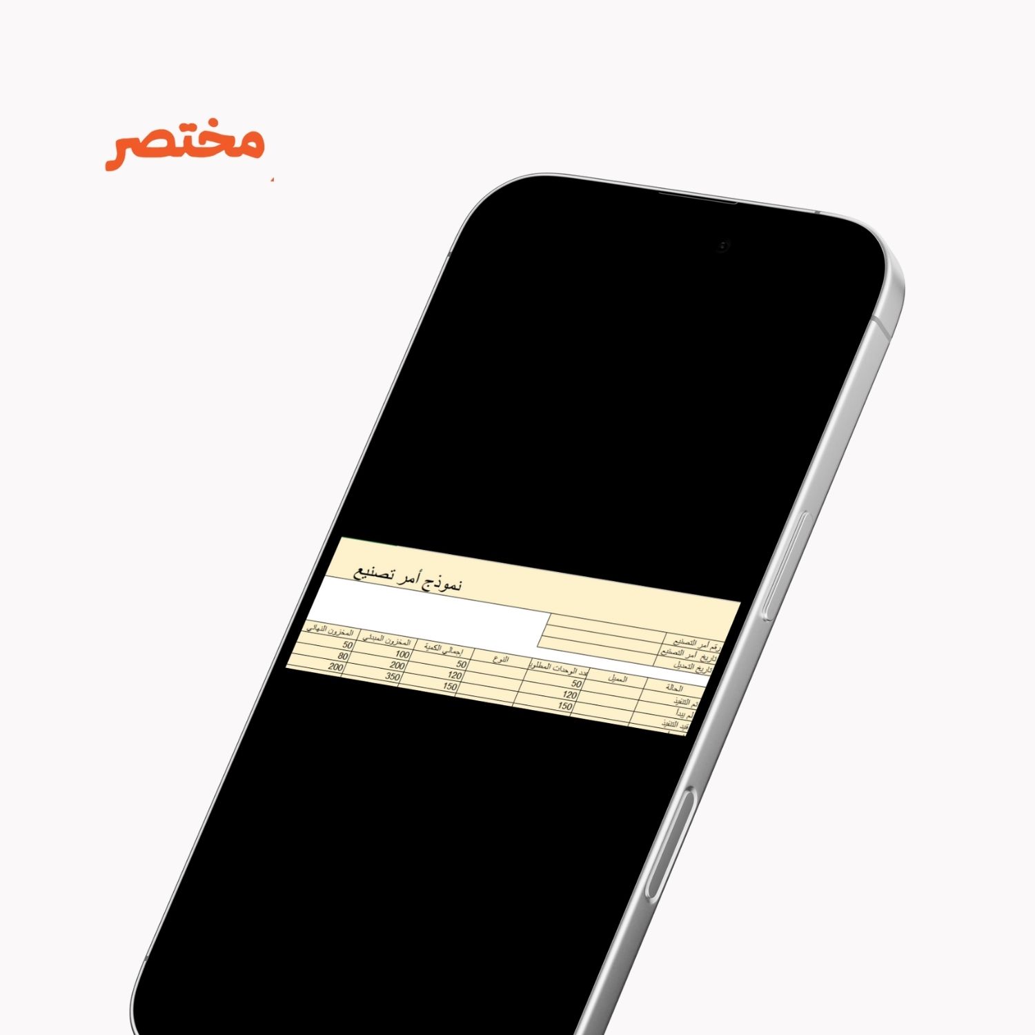 نموذج أمر تصنيع